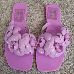 Jeffrey Campbell Fleuris Jelly Flip Flop Thong Sandals Size 10 Chic